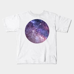 Aquarius Sign in the Dark Pink Starry Night Sky Kids T-Shirt